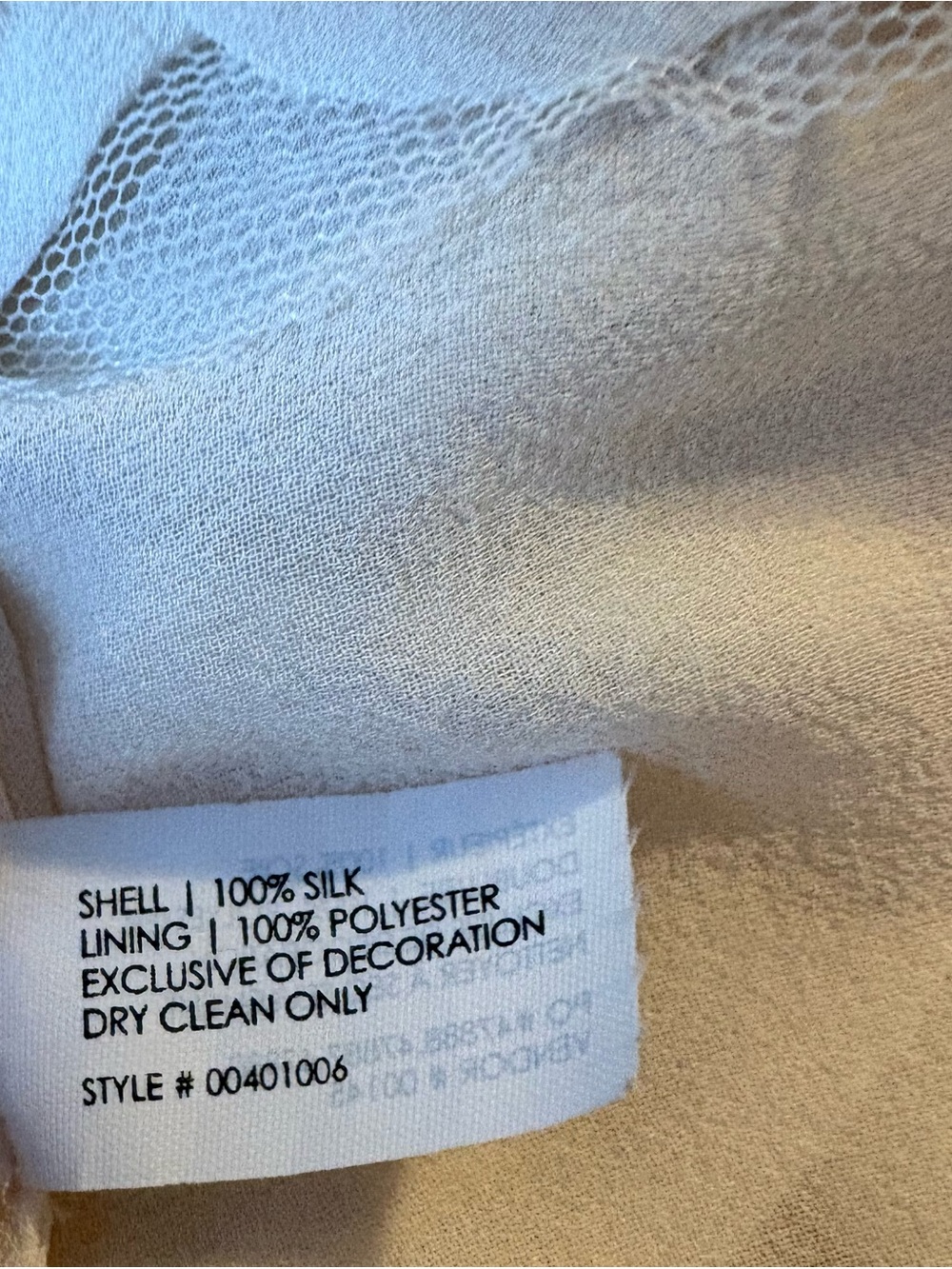 Club Monaco NWT Sheer Cream Silk Blouse - Distinctive Mesh Placket w 3D Rosettes - Picture 11 of 12